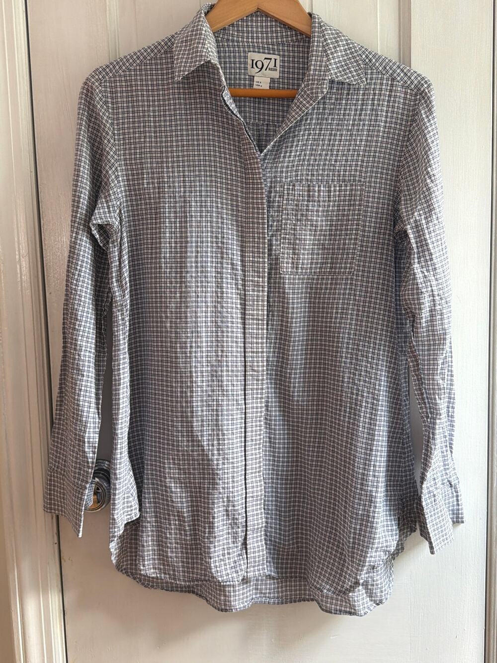 Rails Britt Plaid Cap Sleeve Button Down Shirt Rayon Red White Blue Medium M